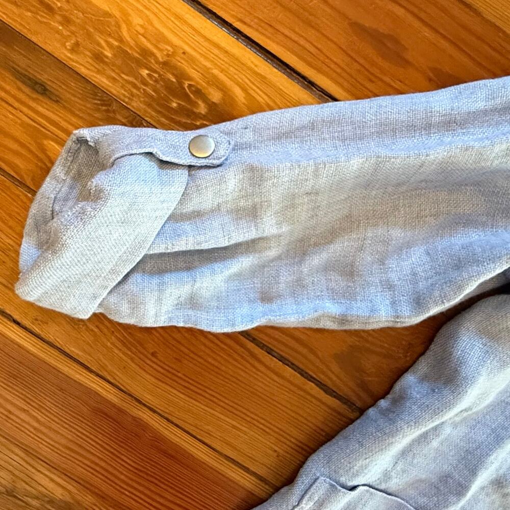 C&C California Jacket Medium Blue 100% Linen Breathable Vacation Cruise - Picture 5 of 10